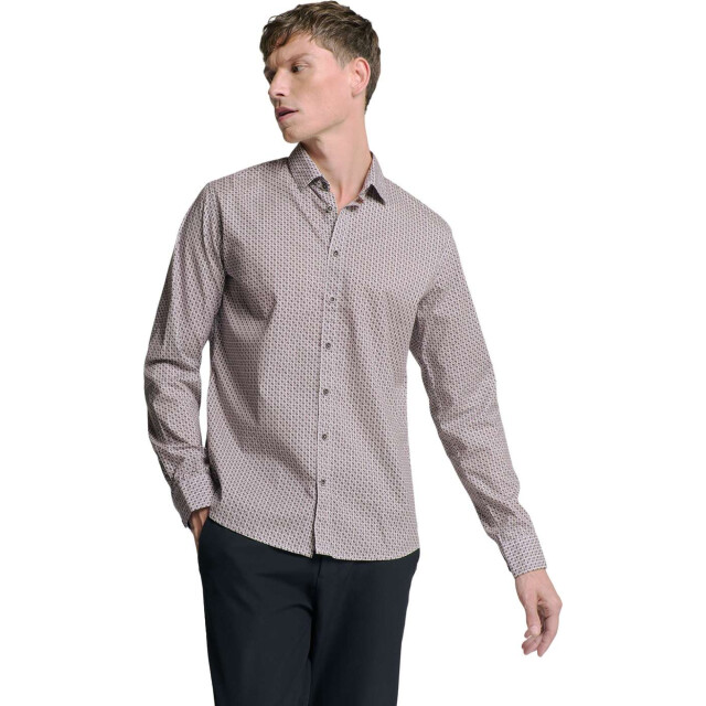 No Excess Shirt stretch allover printed mauve 27450234-146 large