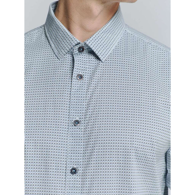 No Excess Shirt stretch allover printed seablue 27450236-039 large