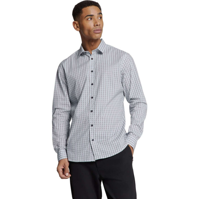 No Excess Shirt stretch allover printed seablue 27450237-039 large