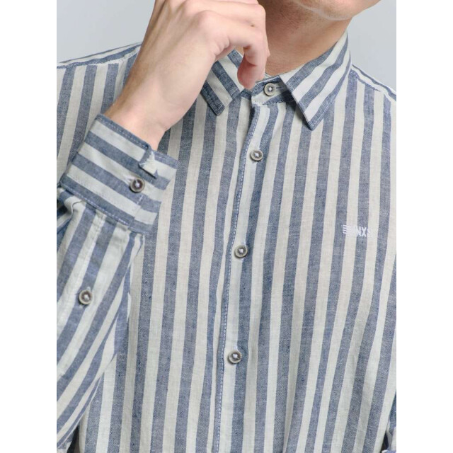 No Excess Shirt verical big stripes with line indigo blue 27470224SN-136 large