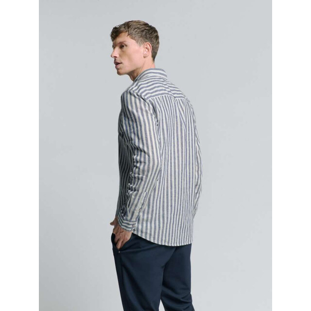 No Excess Shirt verical big stripes with line indigo blue 27470224SN-136 large