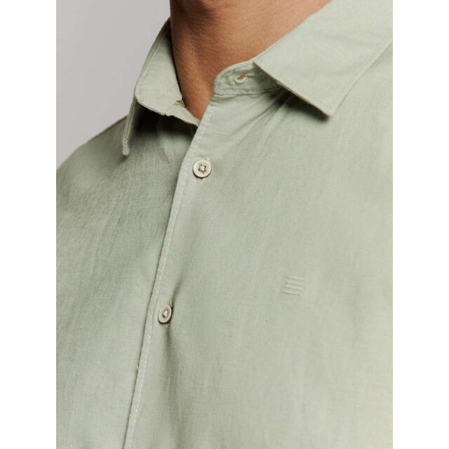 No Excess Shirt short sleeve solid with linen light army 27480321SN-177 large