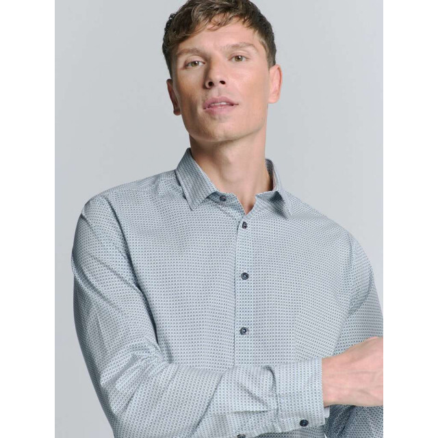 No Excess Shirt stretch allover printed seablue 27450236-039 large