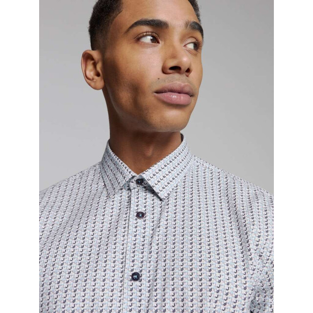 No Excess Shirt stretch allover printed seablue 27450237-039 large