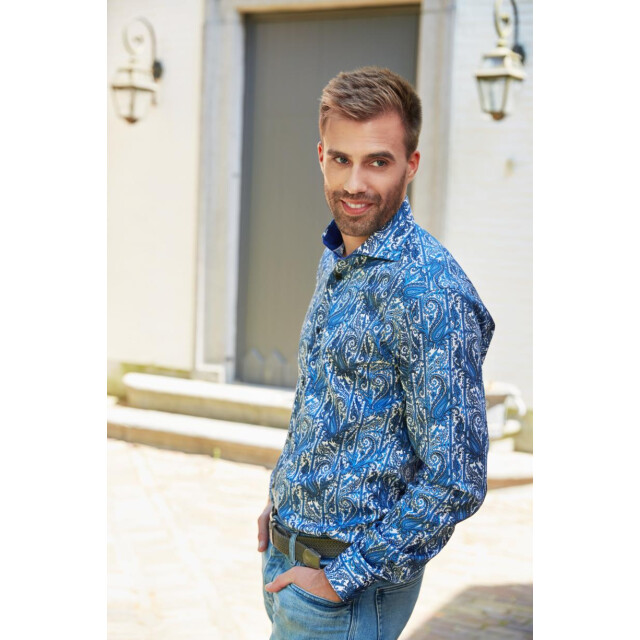Circle of Gentlemen Johan allover print overhemd in stretch kwaliteit 231-20001-554- large