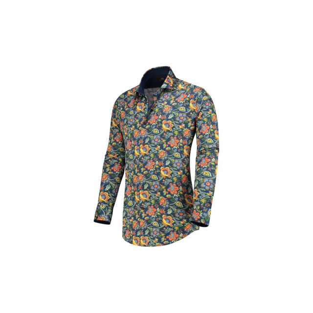 Circle of Gentlemen Keano allover print overhemd in stretch kwaliteit 232-20021-393- large