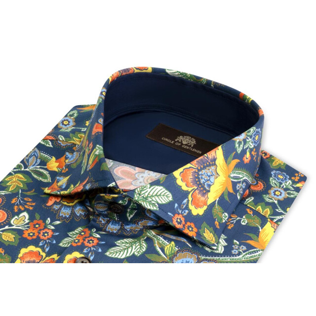 Circle of Gentlemen Keano allover print overhemd in stretch kwaliteit 232-20021-393- large