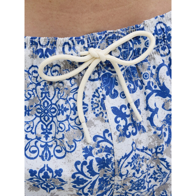 Jack & Jones Heren zwemshort jpstmaui mature azulejo print wit/blauw 12272943-Marshmallow large