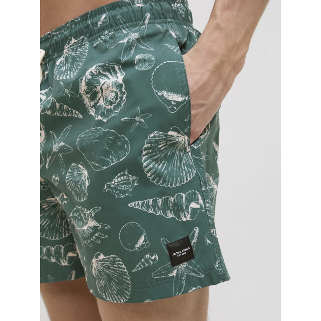 Jack & Jones Heren zwemshort jpstmaui mature schelpen print 12272943-Mallard Green large