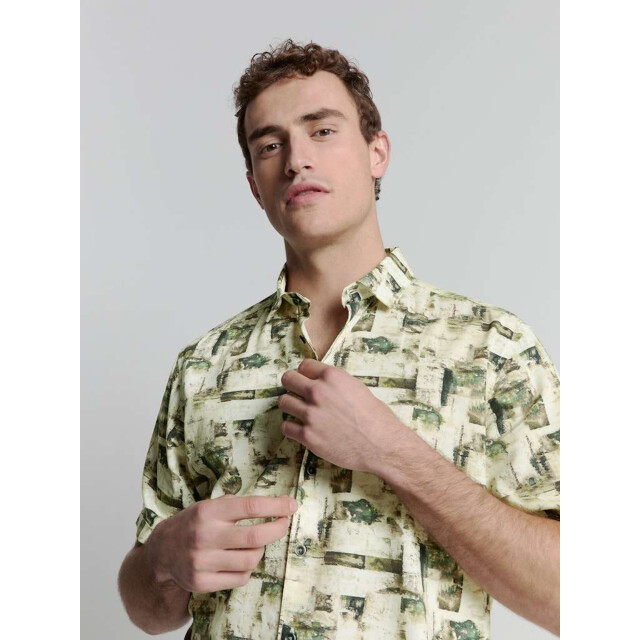 No Excess Shirt short sleeve allover printed green 27490310-050 large