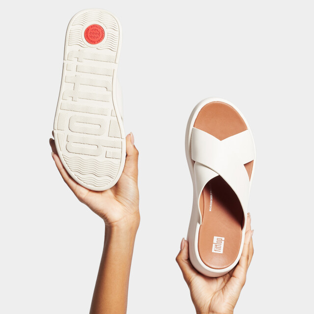 FitFlop F-mode leather flatform cross slides FW5 large