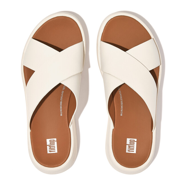 FitFlop F-mode leather flatform cross slides FW5 large
