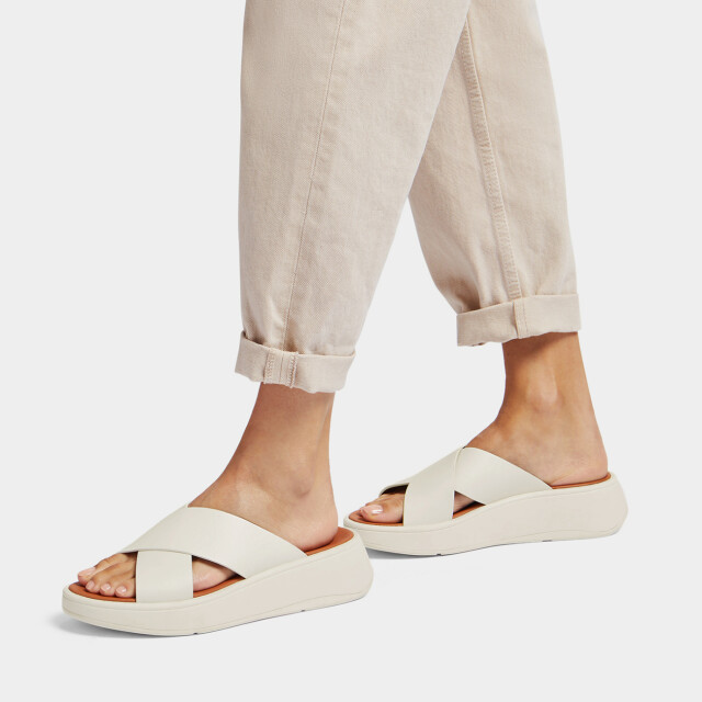 FitFlop F-mode leather flatform cross slides FW5 large