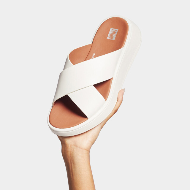 FitFlop F-mode leather flatform cross slides FW5 large