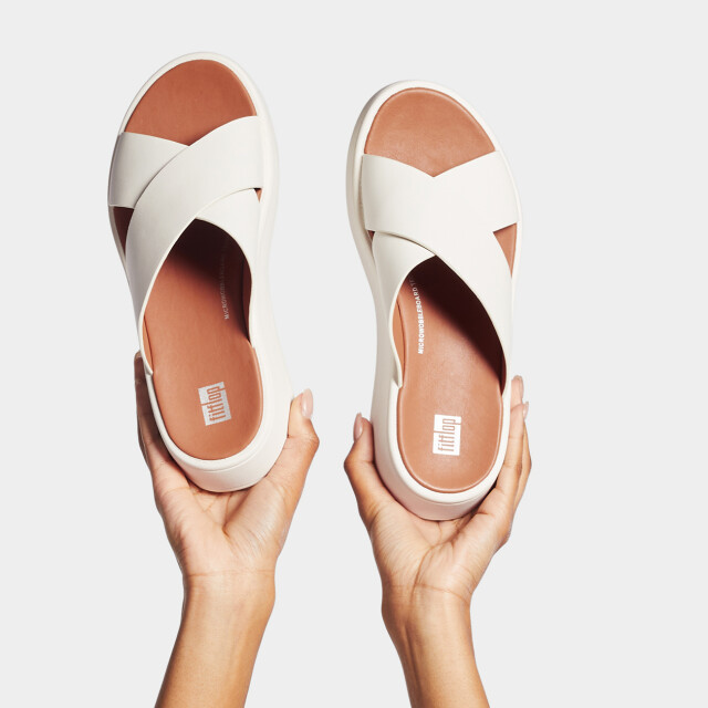 FitFlop F-mode leather flatform cross slides FW5 large