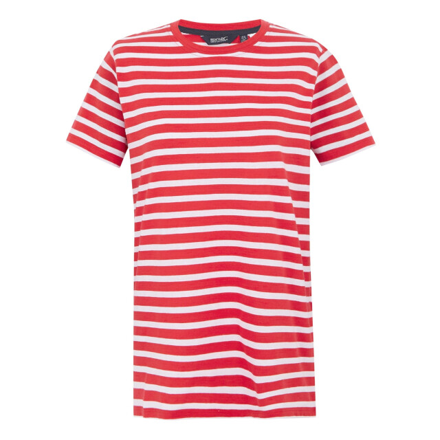 Regatta Dames bayletta gestreept t-shirt UTRG11457_highriskredwhite large