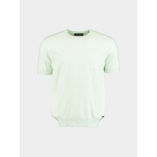 Scotland Blue T-shirt korte mouw yvan knitted t-shirt melange 25108yv58sb/311 pistachio 186944 large