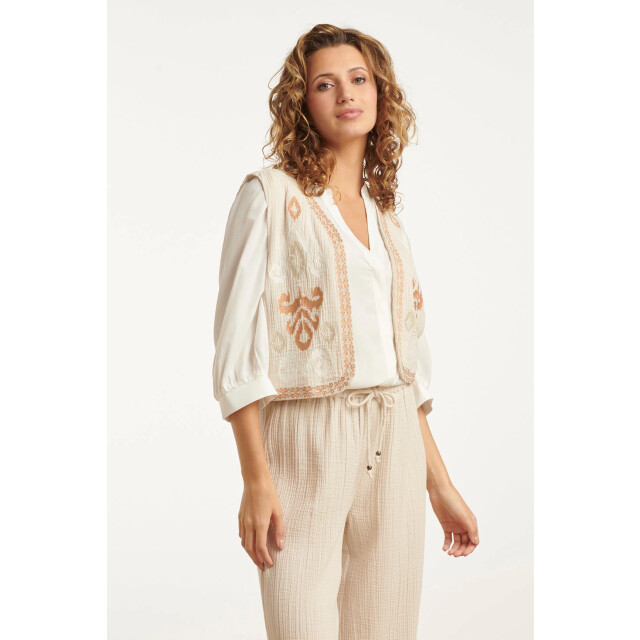Smashed Lemon 25190 katoenen gilet met aztec borduursels | 25190-010-720 large
