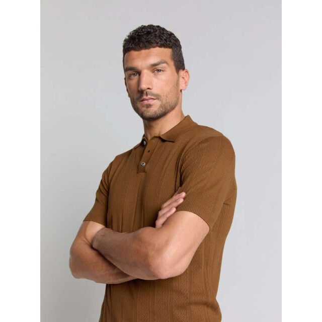 No Excess Pullover short sleeve polo button s camel 28240450-140 large