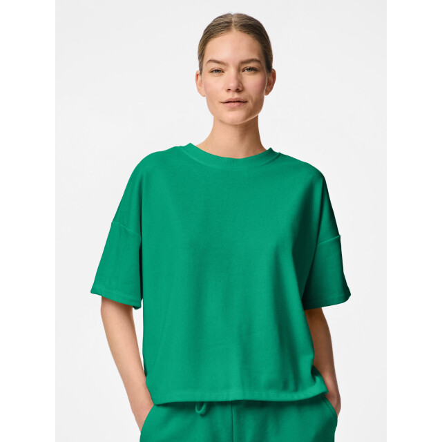 Pieces Dames t-shirt pcchilli sweatshirt ronde hals effen 17118870-Groen large