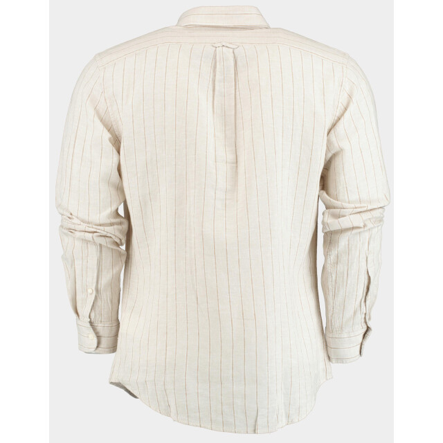 Bos Bright Blue Casual hemd lange mouw linnen shirt lm streep 42540016d/ts467b sand/white/coloniale 190995 large