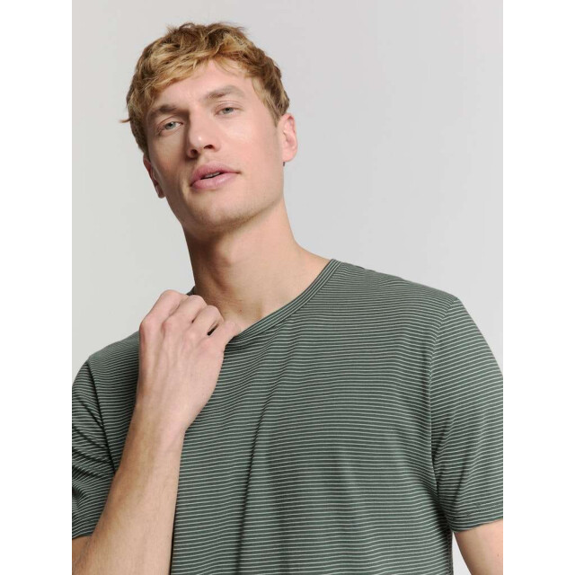 No Excess T-shirt crewneck stripes dark steel 28340471-124 large