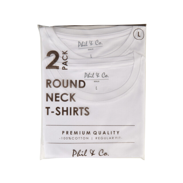 Phil & Co Heren ondershirt katoen t-shirt ronde hals 2-pack PH-TS-1 large