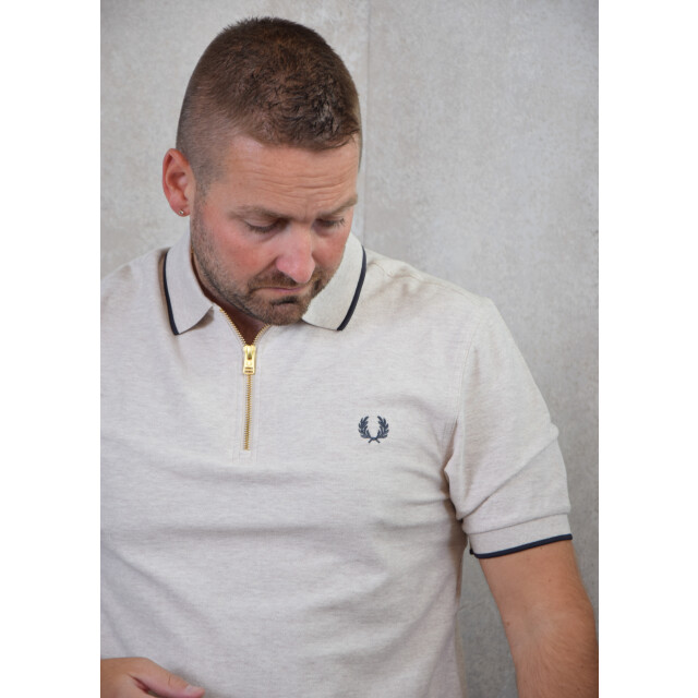 Fred Perry Crepe pique zip neck polo shirt 110.81.0067 large