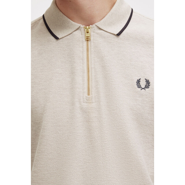 Fred Perry Crepe pique zip neck polo shirt 110.81.0067 large