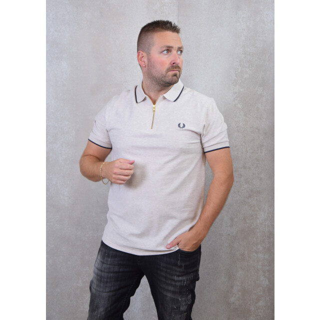 Fred Perry Crepe pique zip neck polo shirt 110.81.0067 large