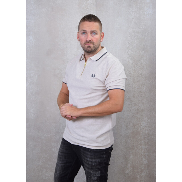 Fred Perry Crepe pique zip neck polo shirt 110.81.0067 large