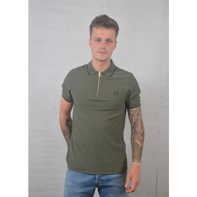 Fred Perry Crepe pique zip neck polo shirt 110.40.0232 large