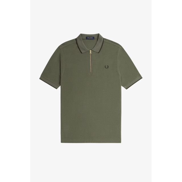 Fred Perry Crepe pique zip neck polo shirt 110.40.0232 large