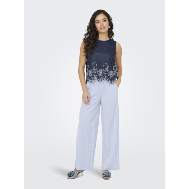 Jacqueline de Yong Jdymargot sl embroidery top wvn blue denim 4349.35.0008 large