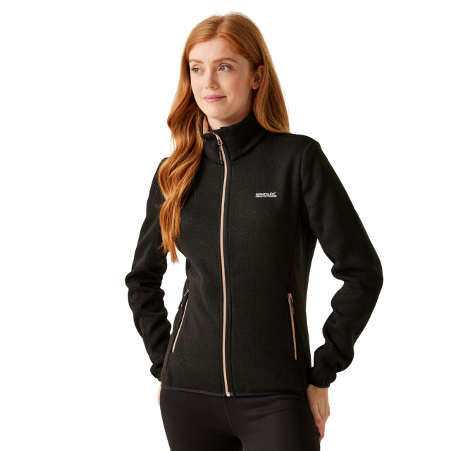 Regatta Dames newhill marl full zip fleecejack UTRG8828_blackwarmtaupe large