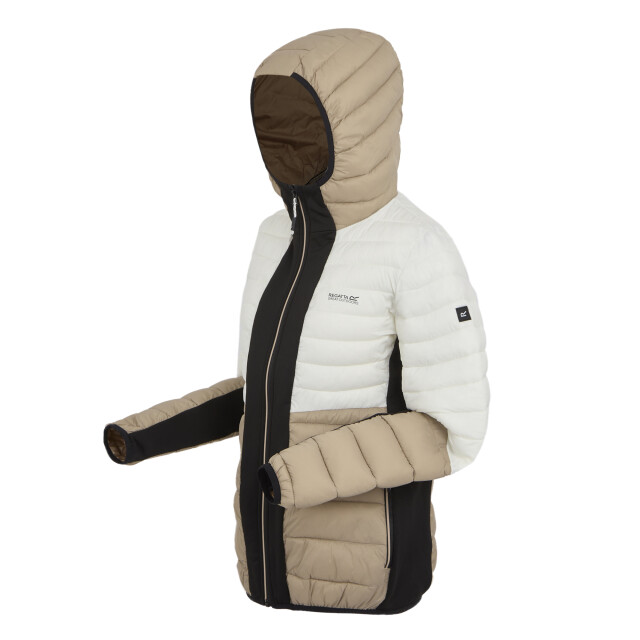 Regatta Dames leedre hybride jas met capuchon UTRG12018_blackwarmtaupe large