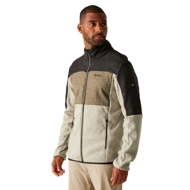 Regatta Heren elram full zip fleece UTRG12015_goldensandtreetopblack large Regatta Heren elram full zip fleece UTRG12015_goldensandtreetopblack large
