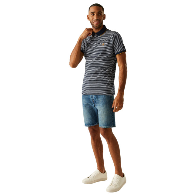Regatta Heren tiver gestreept poloshirt UTRG11664_navystonewhite large