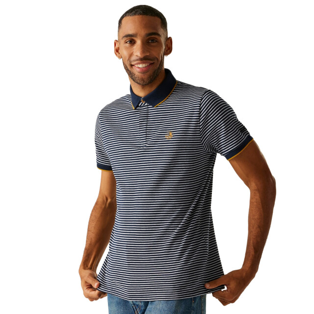 Regatta Heren tiver gestreept poloshirt UTRG11664_navystonewhite large