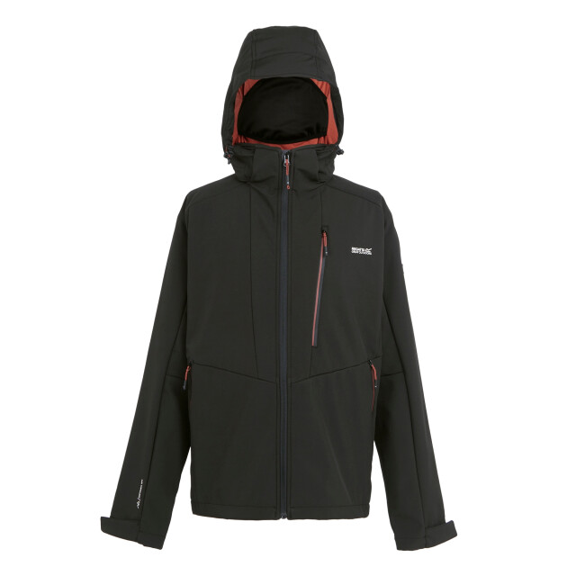 Regatta Heren hewitts x colour block soft shell jas UTRG11040_blackredochre large Regatta Heren hewitts x colour block soft shell jas UTRG11040_blackredochre large