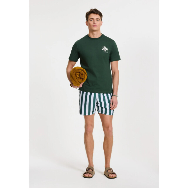 Shiwi Heren zwemshort broad stripe donkergroen/wit 1441100200-7835 large