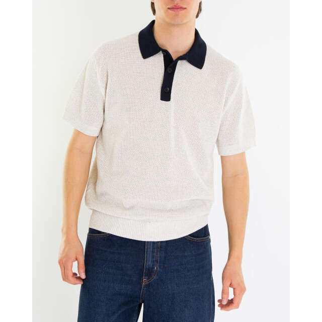 Olaf Hussein Heren varsity polo knit M200704-Off White large