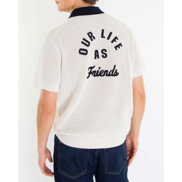 Olaf Hussein Heren varsity polo knit M200704-Off White large