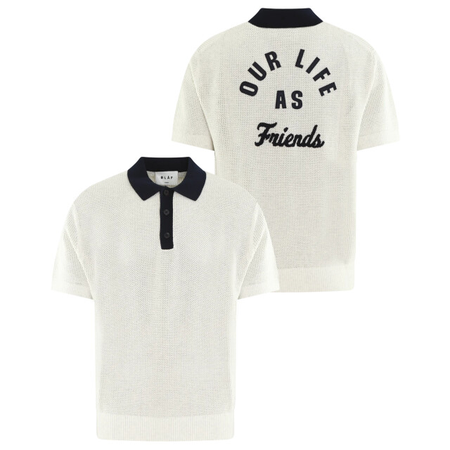 Olaf Hussein Heren varsity polo knit M200704-Off White large