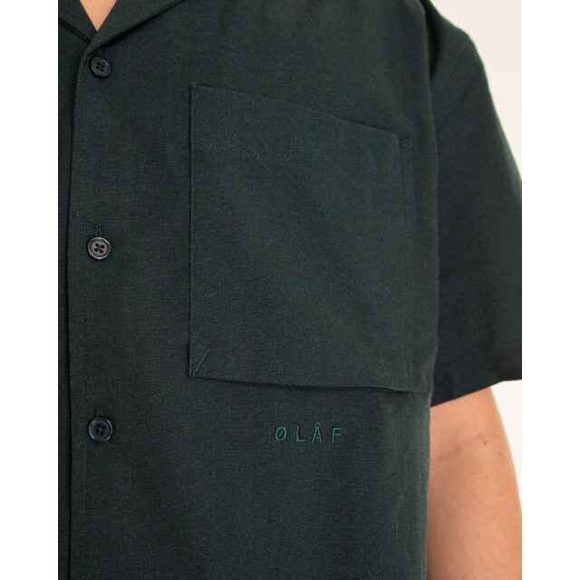 Olaf Hussein Heren linen camp shirt M200301-Green large
