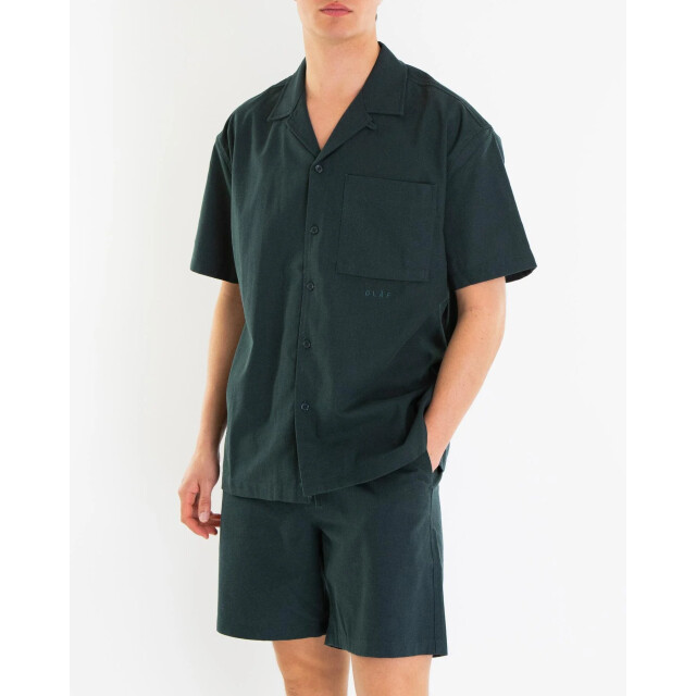 Olaf Hussein Heren linen camp shirt M200301-Green large