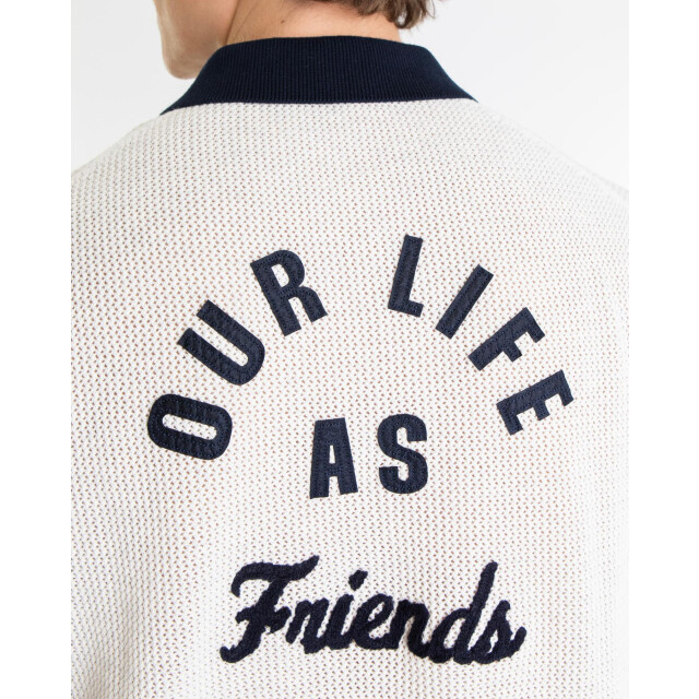 Olaf Hussein Heren varsity polo knit M200704-Off White large