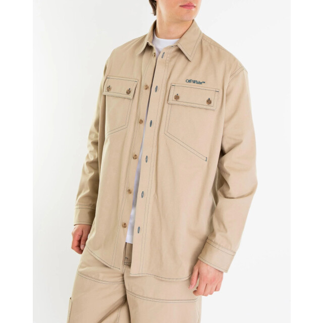 Off White Heren stitch cotgab milit overshir OMES017S25FAB001-6157 large