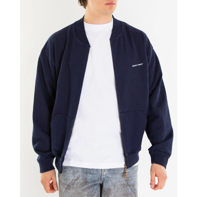 Bram's Fruit Heren eyelett zip up 653-Navy large