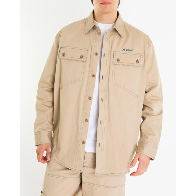 Off White Heren stitch cotgab milit overshir OMES017S25FAB001-6157 large